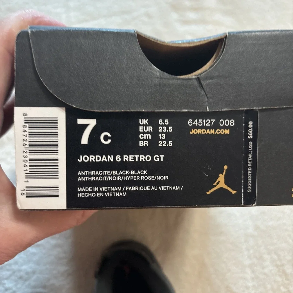 Jordon 6 Retro GT Black‎ Pink Logo SZ 7C
